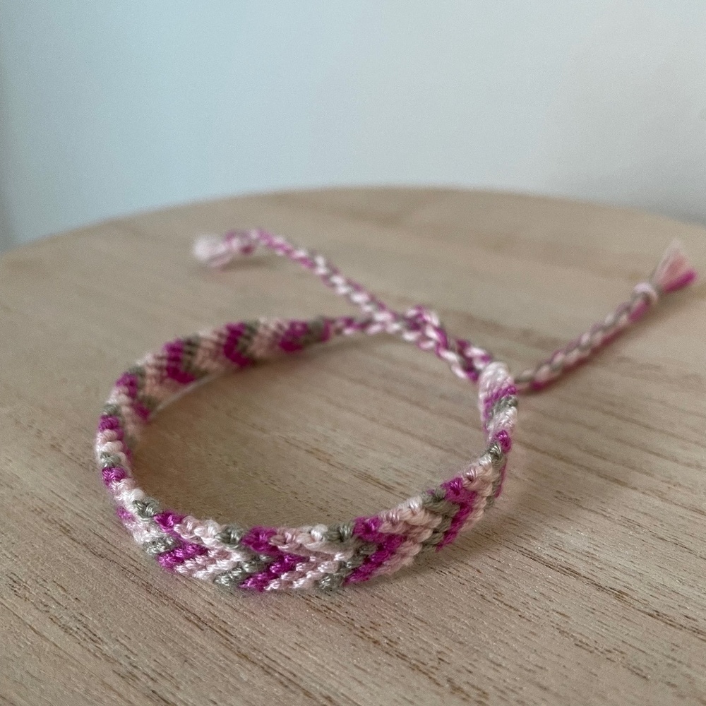 Magenta Gray Woven Bracelet